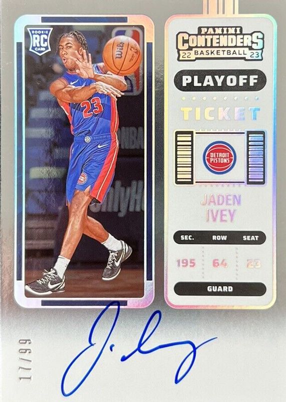 Jaden Ivey 2022 Contenders #101 Rookie Ticket Auto - Playoff Ticket /99 Rookie SGC 9.5