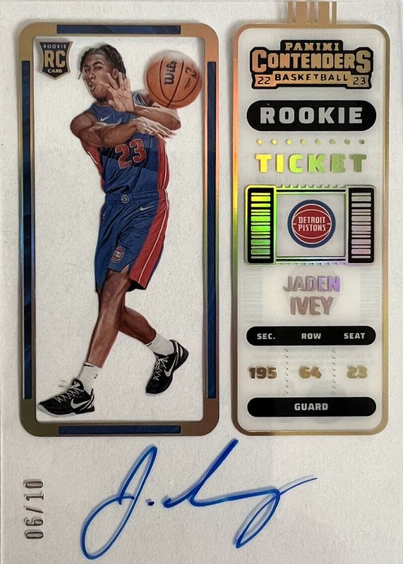 Jaden Ivey 2022 Contenders #101 Rookie Ticket Auto - Clear /10 Rookie SGC 9.5