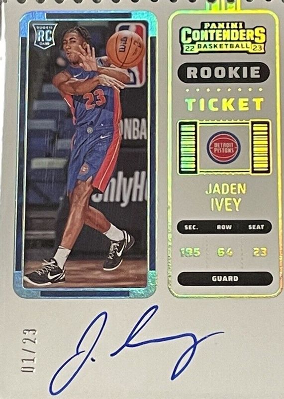 Jaden Ivey 2022 Contenders #101 Rookie Ticket Auto - Stub (/23) Rookie PSA 9