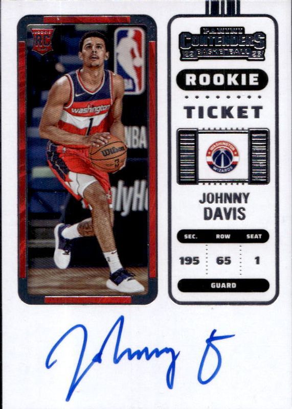Johnny Davis 2022 Contenders #130 Rookie Ticket Auto RAW
