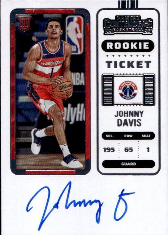 Johnny Davis 2022 Contenders #130 Rookie Ticket Auto Rookie RAW