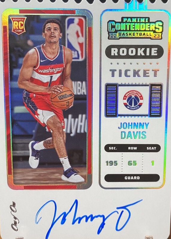 Johnny Davis 2022 Contenders #130 Rookie Ticket Auto - Ticket Stub (/1) Rookie PSA 10