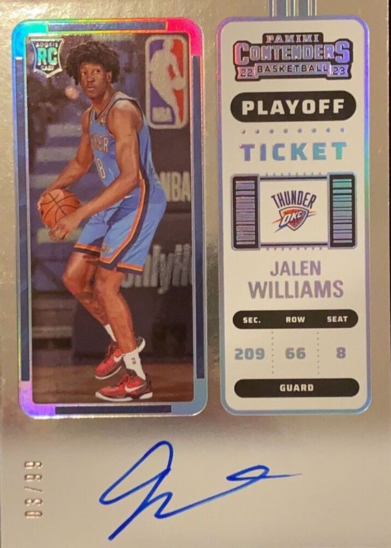 Jalen Williams 2022 Contenders #115 Rookie Ticket Auto - Playoff Ticket /99 Rookie SGC 9