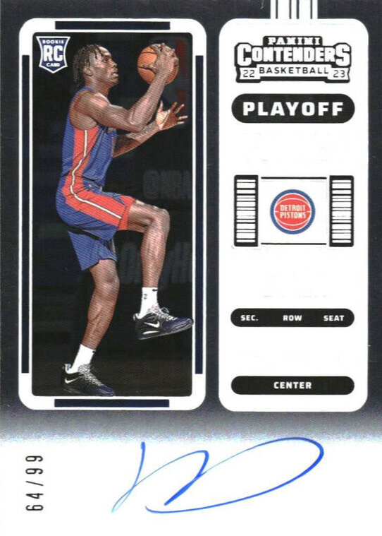 Jalen Duren 2022 Contenders #102 Rookie Ticket Auto - Playoff /99 