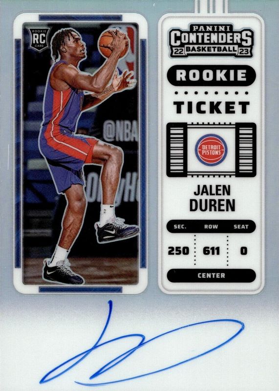 Jalen Duren 2022 Contenders #102 Rookie Ticket Auto - Premium Rookie SGC 10