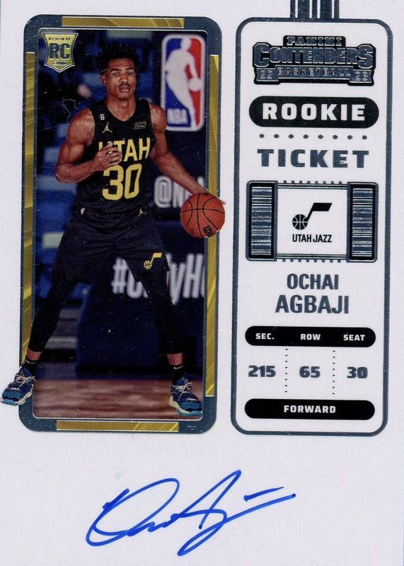 Ochai Agbaji 2022 Contenders #104 Rookie Ticket Auto PSA 10