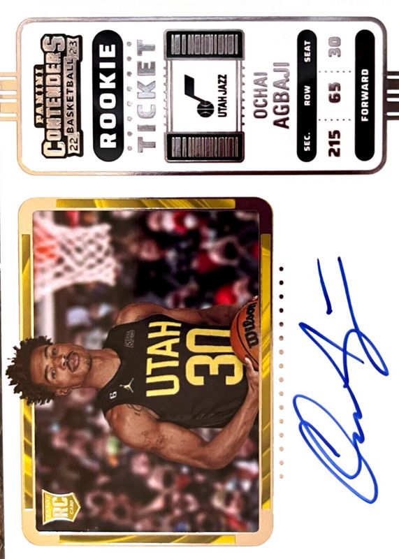 Ochai Agbaji 2022 Contenders #104 Rookie Ticket Auto Variation RAW