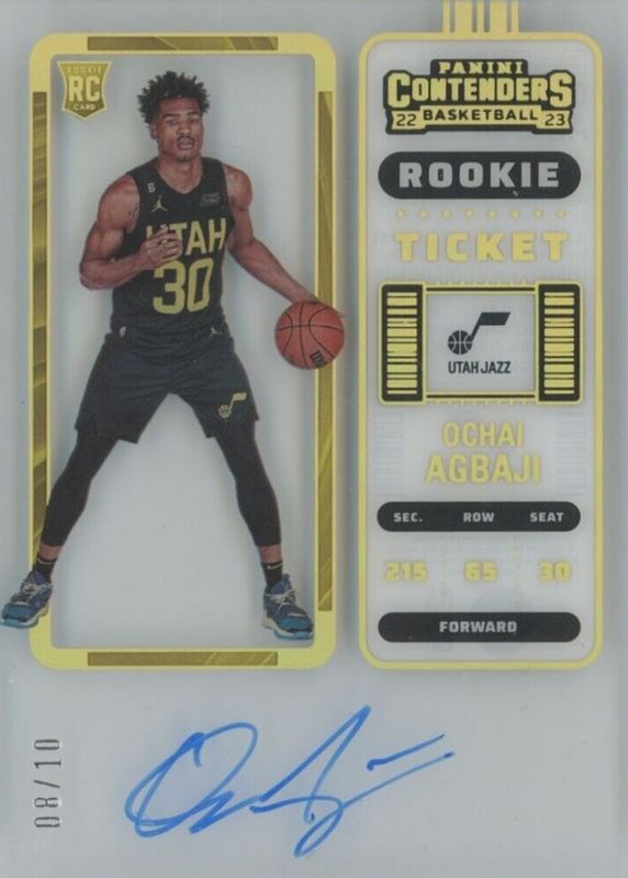 Ochai Agbaji 2022 Contenders #104 Rookie Ticket Auto - Clear Ticket /10 PSA 10