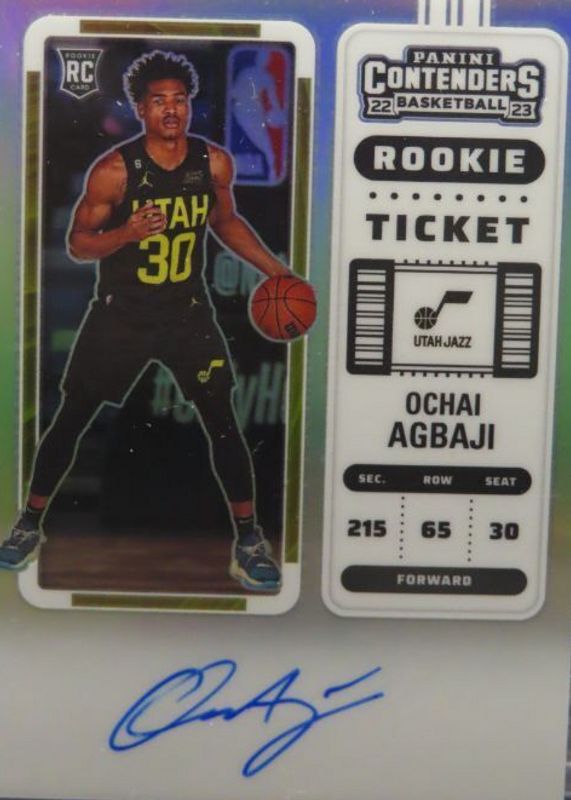 Ochai Agbaji 2022 Contenders #104 Rookie Ticket Auto - Premium Rookie PSA 10