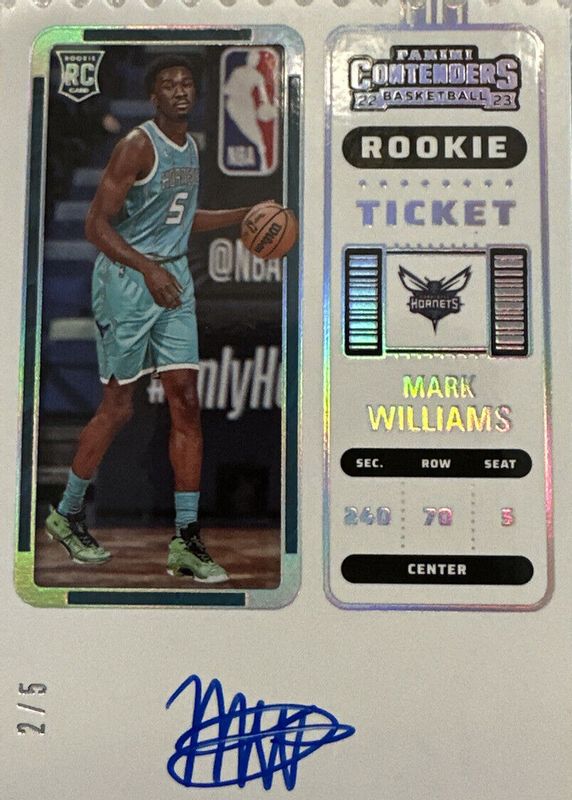 Mark Williams 2022 Contenders #136 Rookie Ticket Auto - Stub (/5) Rookie RAW