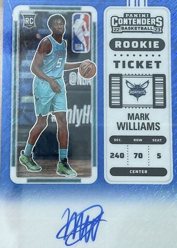 Mark Williams 2022 Contenders #136 Rookie Ticket Auto - Premium Blue Shimmer /21 Rookie PSA 10