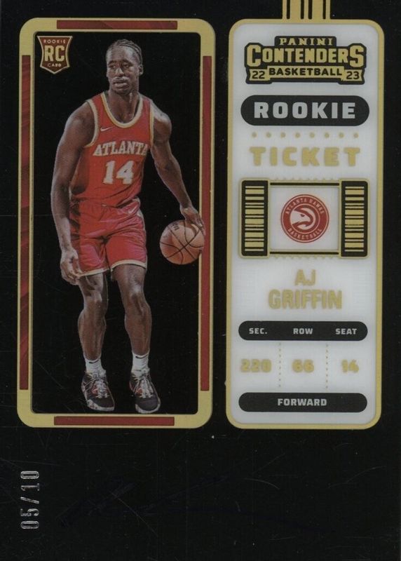AJ Griffin 2022 Contenders #129 Rookie Ticket Auto - Clear Ticket /10 RAW