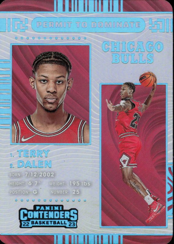 Dalen Terry 2022 Contenders #4 Permit to Dominate /(SSP) Rookie PSA 10