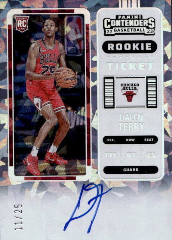 Dalen Terry 2022 Contenders #141 Rookie Ticket Auto - Cracked Ice Ticket /25 Rookie PSA 10