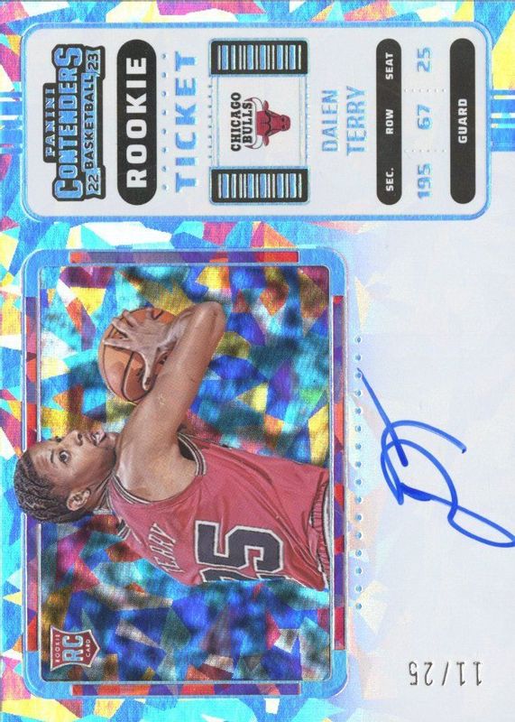 Dalen Terry 2022 Contenders #141 Rookie Ticket Auto Variation - Cracked Ice Ticket /25 Rookie SGC 10