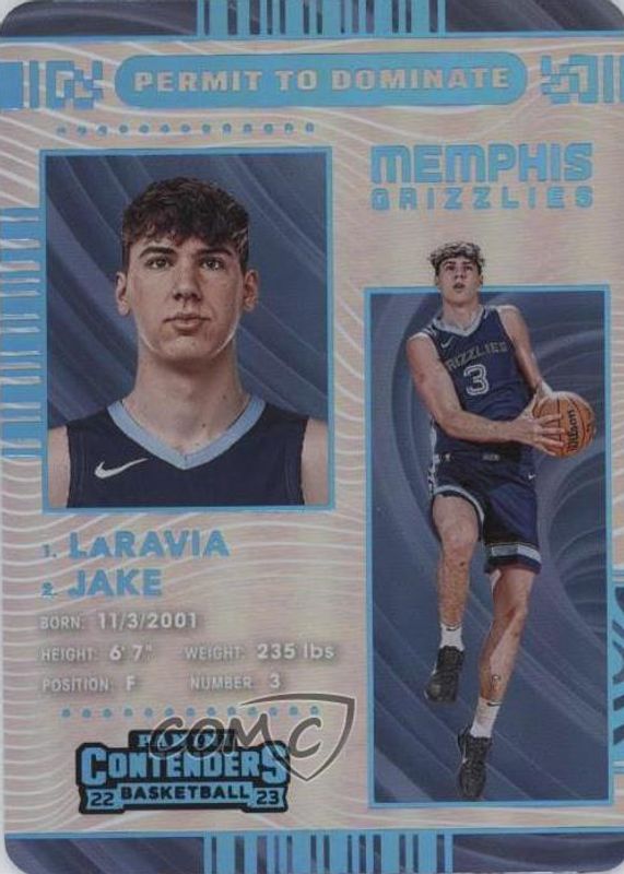 Jake LaRavia 2022 Contenders #15 Permit to Dominate /(SSP) Rookie PSA 10