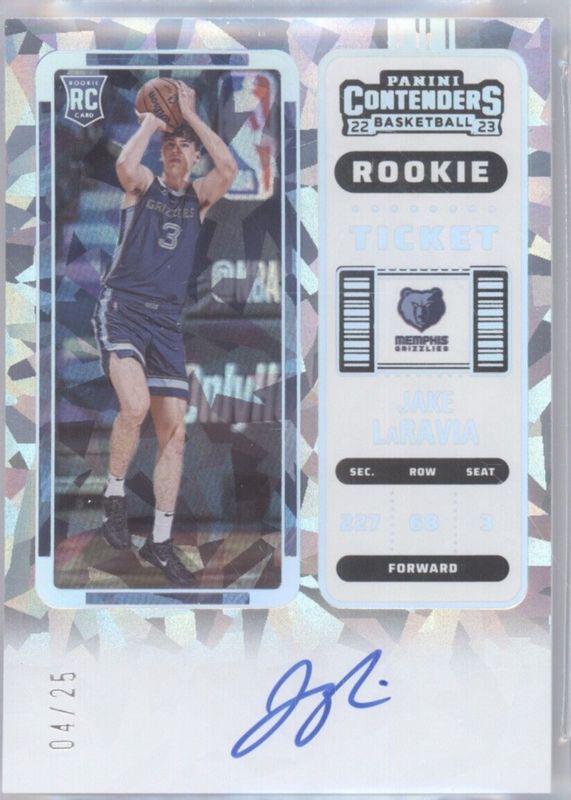 Jake LaRavia 2022 Contenders #120 Rookie Ticket Auto - Cracked Ice Ticket /25 RAW