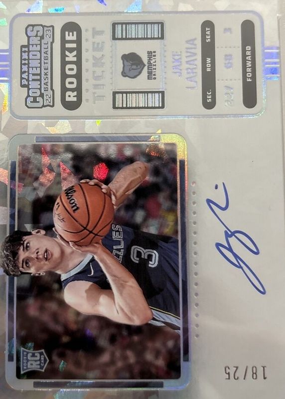 Jake LaRavia 2022 Contenders #120 Rookie Ticket Auto Variation - Cracked Ice Ticket /25 RAW