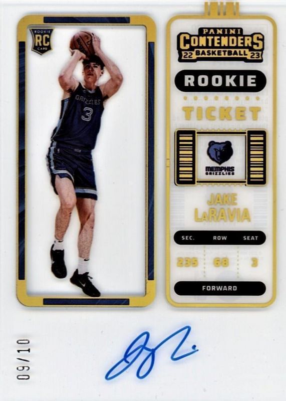 Jake LaRavia 2022 Contenders #120 Rookie Ticket Auto - Clear Ticket /10 PSA 10