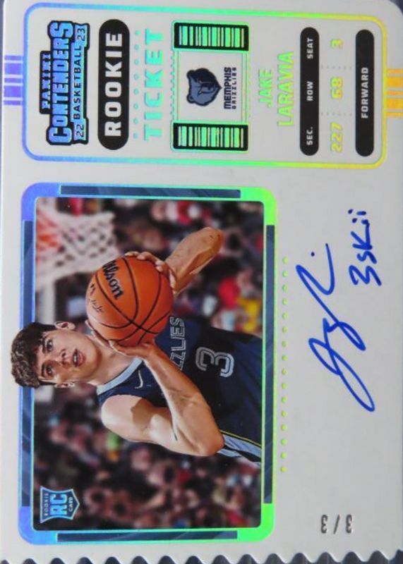 Jake LaRavia 2022 Contenders #120 Rookie Ticket Auto Variation - Ticket Stub (/3) PSA 10