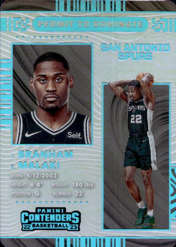 Malaki Branham 2022 Contenders #17 Permit to Dominate /(SSP) Rookie RAW