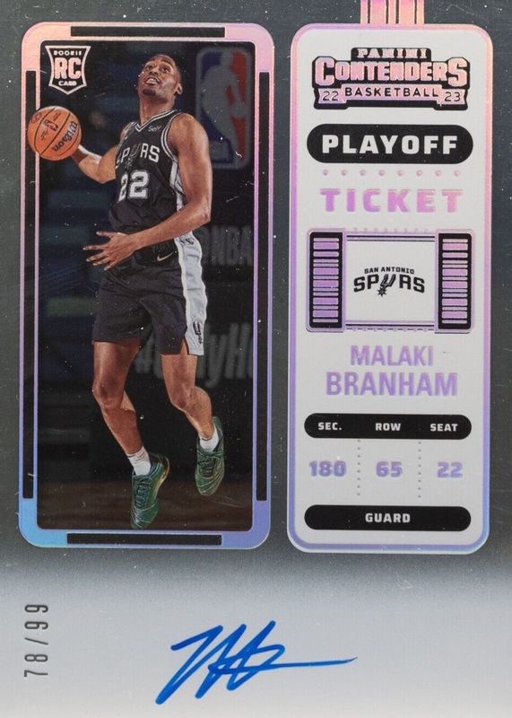 Malaki Branham 2022 Contenders #125 Rookie Ticket Auto - Playoff Ticket /99 RAW
