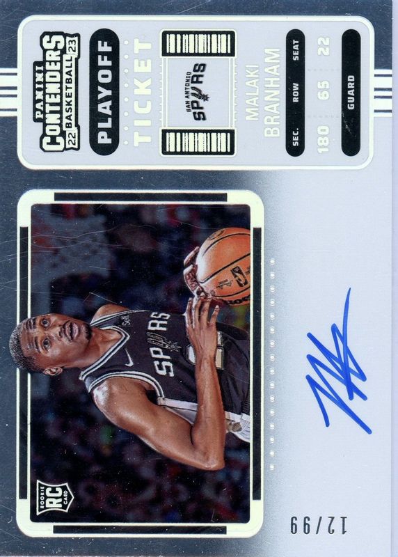 Malaki Branham 2022 Contenders #125 Rookie Ticket Auto Variation - Playoff Ticket /99 RAW