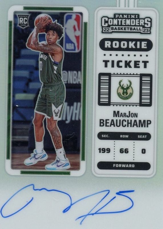 MarJon Beauchamp 2022 Contenders #143 Rookie Ticket Auto - Premium Rookie PSA 10