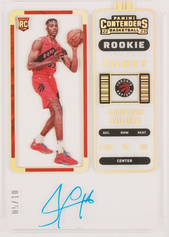 Christian Koloko 2022 Contenders #139 Rookie Ticket Auto - Clear /10 Rookie RAW