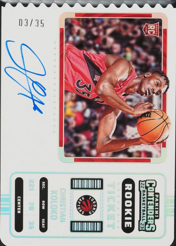 Christian Koloko 2022 Contenders #139 Rookie Ticket Auto Variation - Stub (/35) Rookie PSA 10