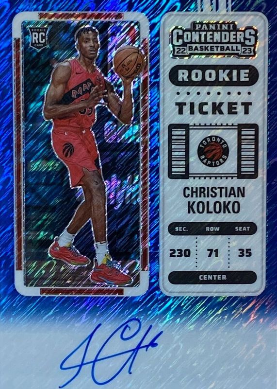 Christian Koloko 2022 Contenders #139 Rookie Ticket Auto - Premium Blue Shimmer /21 PSA 10