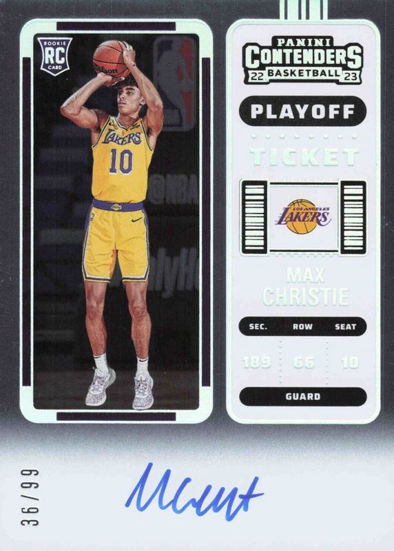 Max Christie 2022 Contenders #144 Rookie Ticket Auto - Playoff Ticket /99 Rookie PSA 9