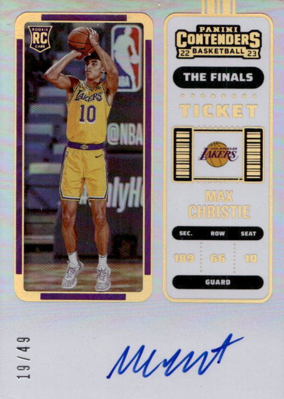 Max Christie 2022 Contenders #144 Rookie Ticket Auto - The Finals Ticket /49 PSA 10