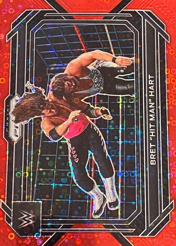 Bret "Hit Man" Hart 2023 Prizm WWE #58 Under Card Red /99 PSA 10