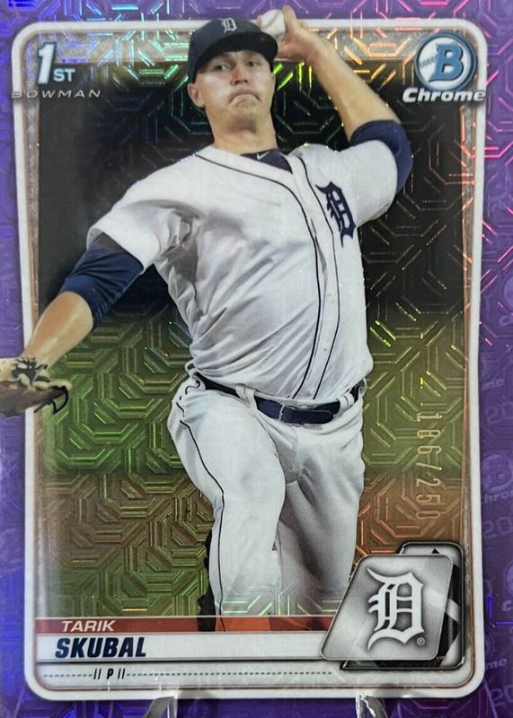 Tarik Skubal 2020 Bowman Mega Box #BCP-108 Chrome Prospects - Purple Mojo Refractor /250 (1st) PSA 10