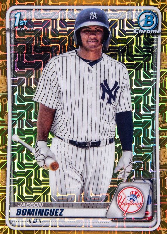 Jasson Dominguez 2020 Bowman Mega Box #BCP-8 Chrome Prospects - Gold Mojo Refractor /50 (1st) PSA 8