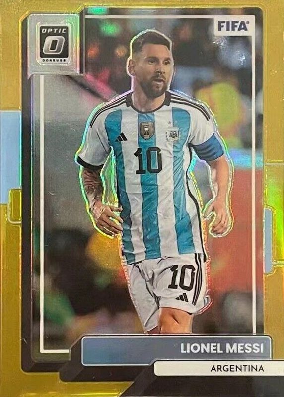 Lionel Messi 2022 Donruss #10 Optic - Gold /10 PSA 10