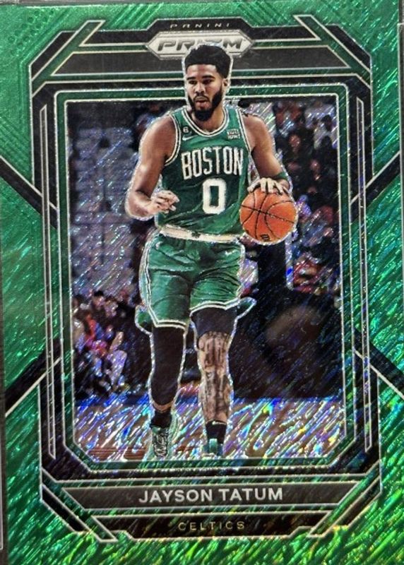 Jayson Tatum 2022 Prizm #17 Green Shimmer /5 PSA 9