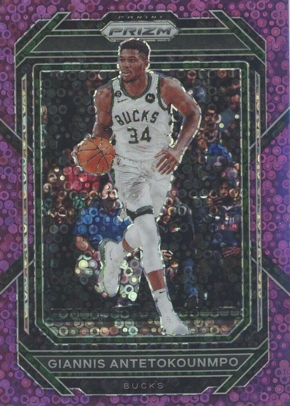 Giannis Antetokounmpo 2022 Prizm #96 Fast Break Purple /75 PSA 10