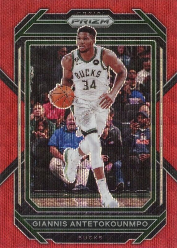 Giannis Antetokounmpo 2022 Prizm #96 Ruby Wave PSA 10