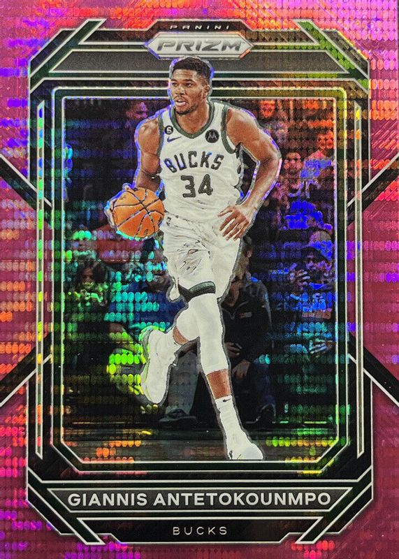 Giannis Antetokounmpo 2022 Prizm #96 Pink Pulsar /42 PSA 10