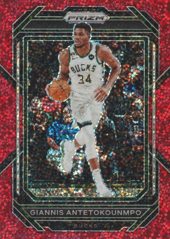 Giannis Antetokounmpo 2022 Prizm #96 Red Sparkle /(SSP) PSA 10