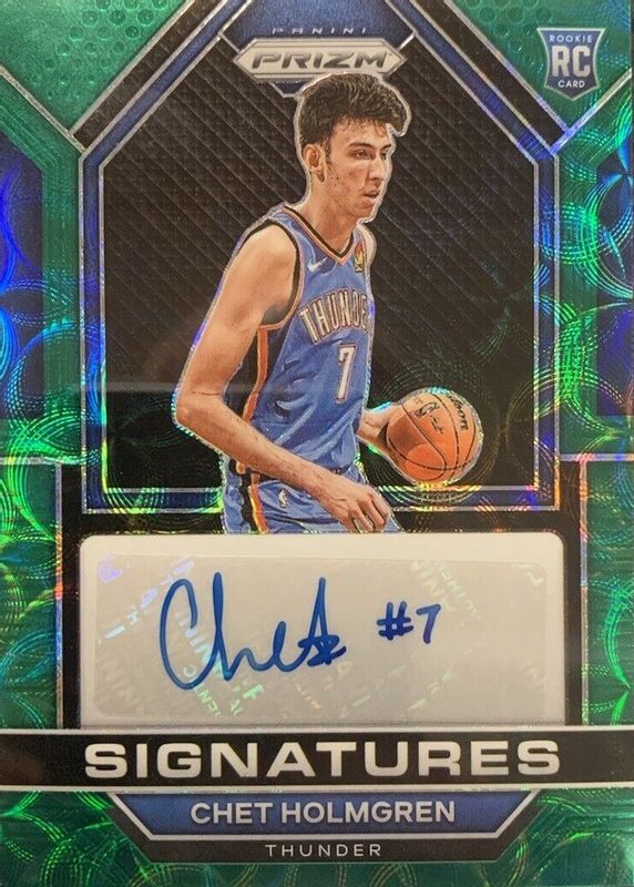 Chet Holmgren 2022 Prizm #RSI-CHE Rookie Signatures - Choice Green /8 Rookie SGC 10