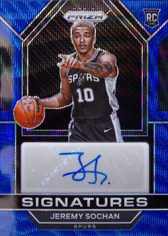 Jeremy Sochan 2022 Prizm #RSI-JSC Rookie Signatures - Blue Wave