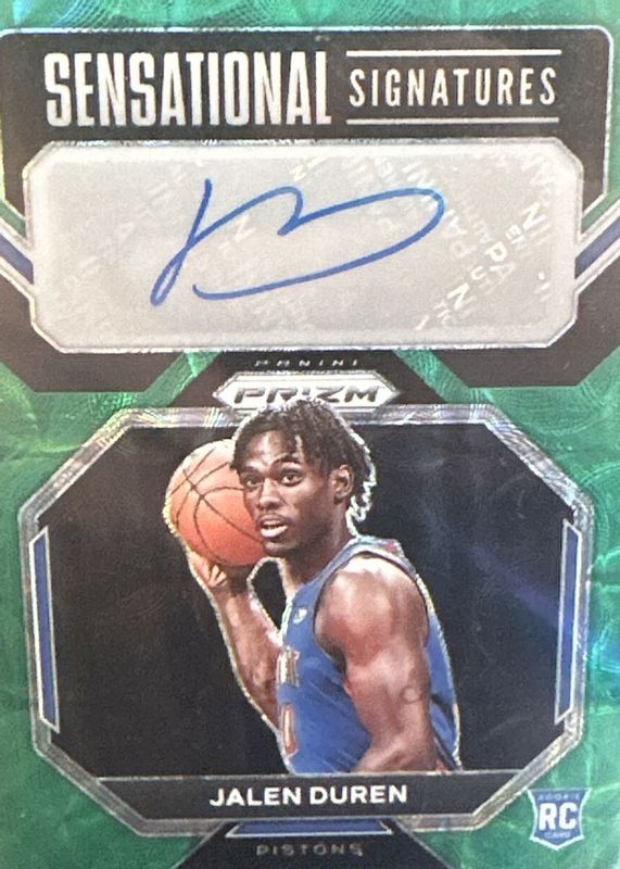 Jalen Duren 2022 Prizm #SS-JK Sensational Signatures - Choice Green /8 Rookie PSA 10