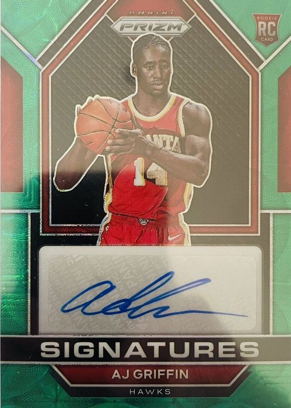 AJ Griffin 2022 Prizm #RSI-AJG Rookie Signatures - Choice Green /8 Rookie PSA 10