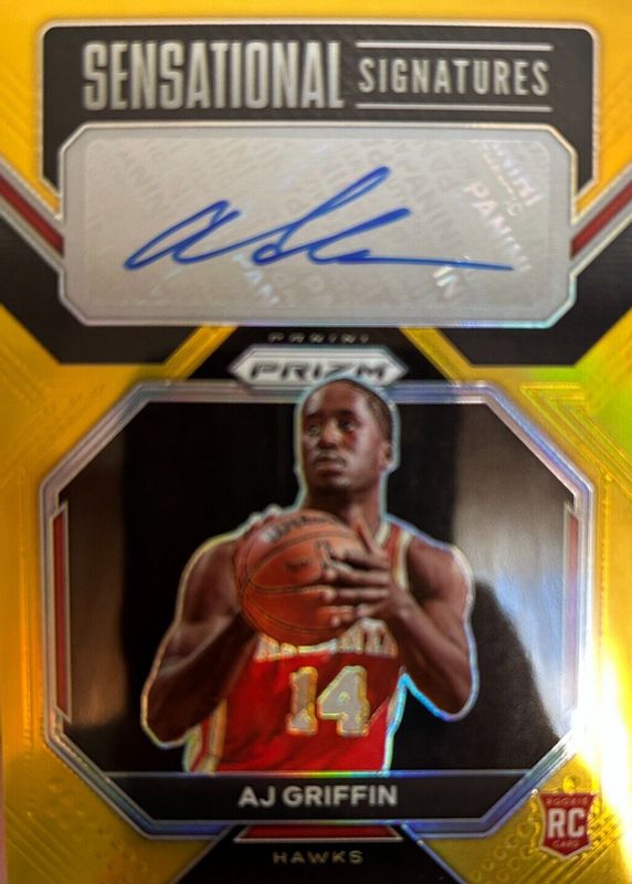 AJ Griffin 2022 Prizm #SS-AG Sensational Signatures - Gold /10 Rookie PSA 10