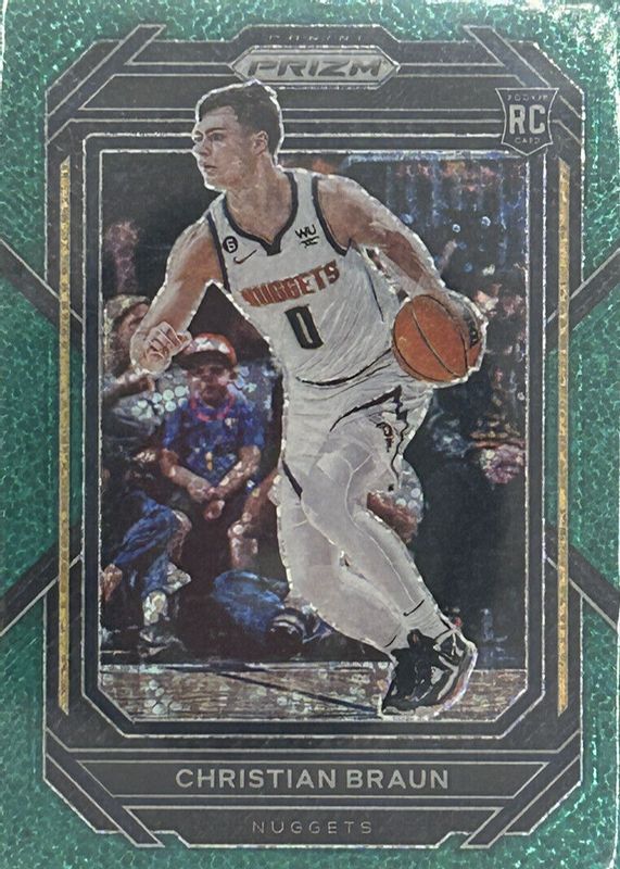 Christian Braun 2022 Prizm #223 Green Sparkle /8 Rookie PSA 10