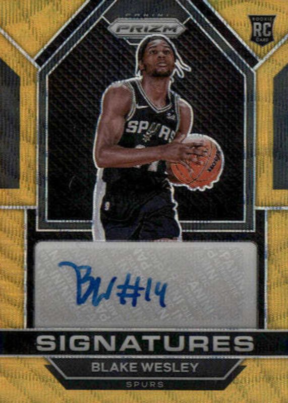 Blake Wesley 2022 Prizm #RSI-BWE Rookie Signatures - Gold Wave /10 PSA 10