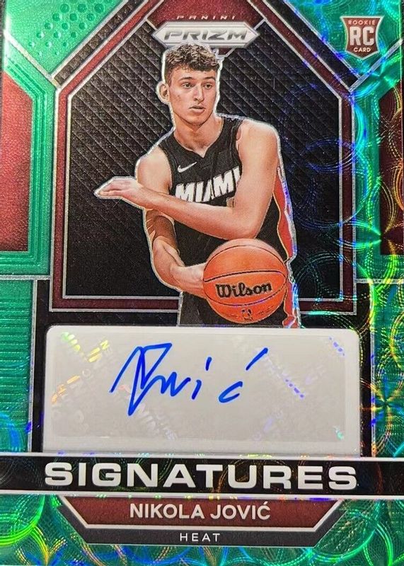 Nikola Jovic 2022 Prizm #RSI-NJV Rookie Signatures - Choice Green /8 PSA 10